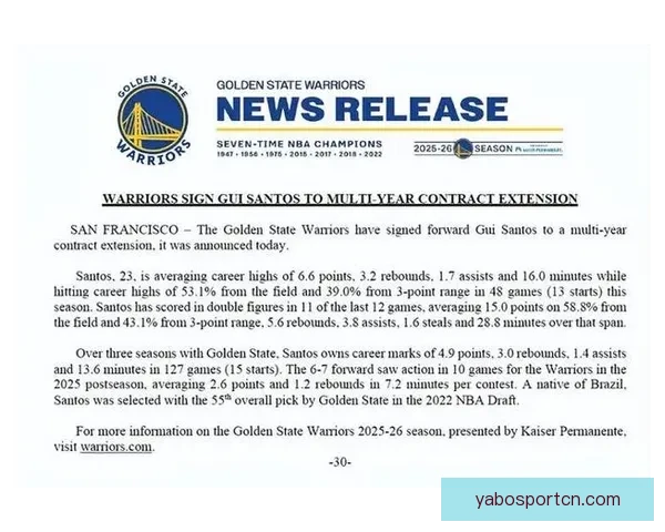 桑托斯近三场场均接近25分准星超六成 科尔盛赞弟子进步显著